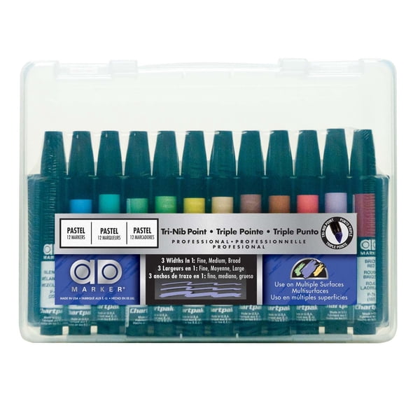 Set de 12 marcadores pastel de punta tri-nib AD Marker AD12SETP