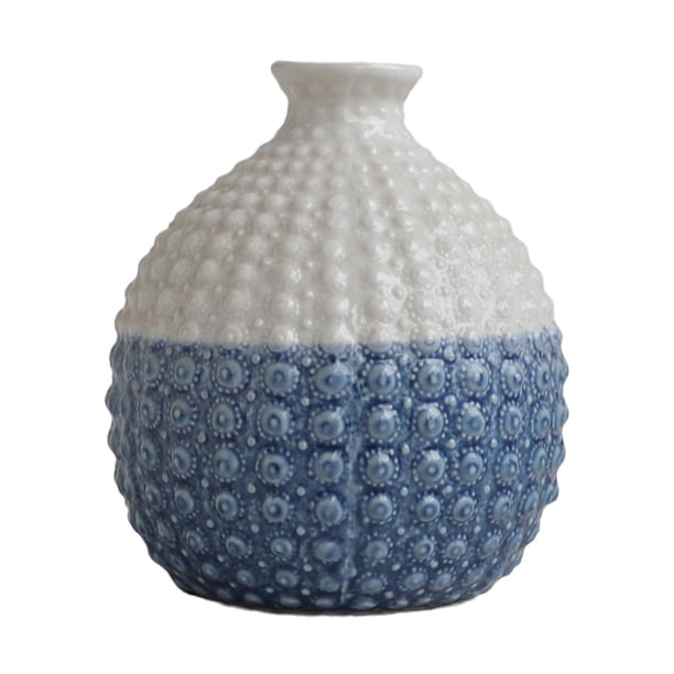 Florero de cerámica moderno, artesanías de plantas hidropónicas, florero de flores secas para arreglos florales, maceta para jardín, oficina, , Azul Azul blanco