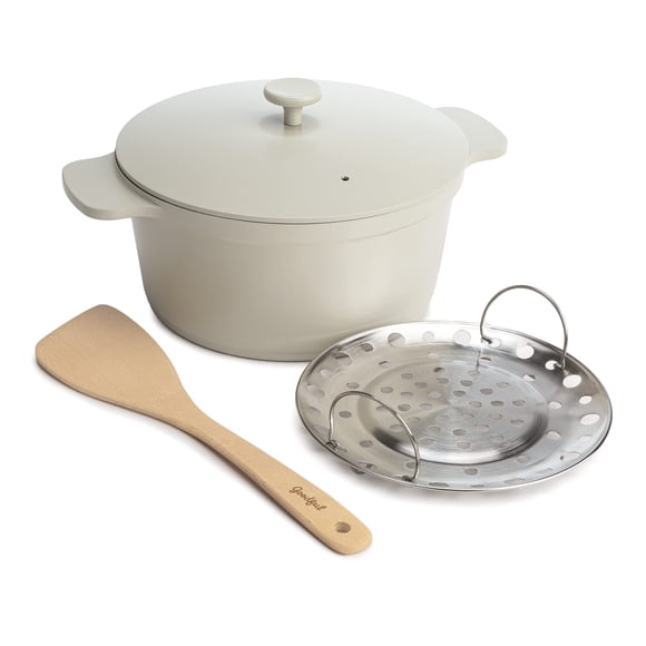Olla todo en uno Goodful de Dutch Oven, 4,7 litros, con tapa, rejilla y volteador