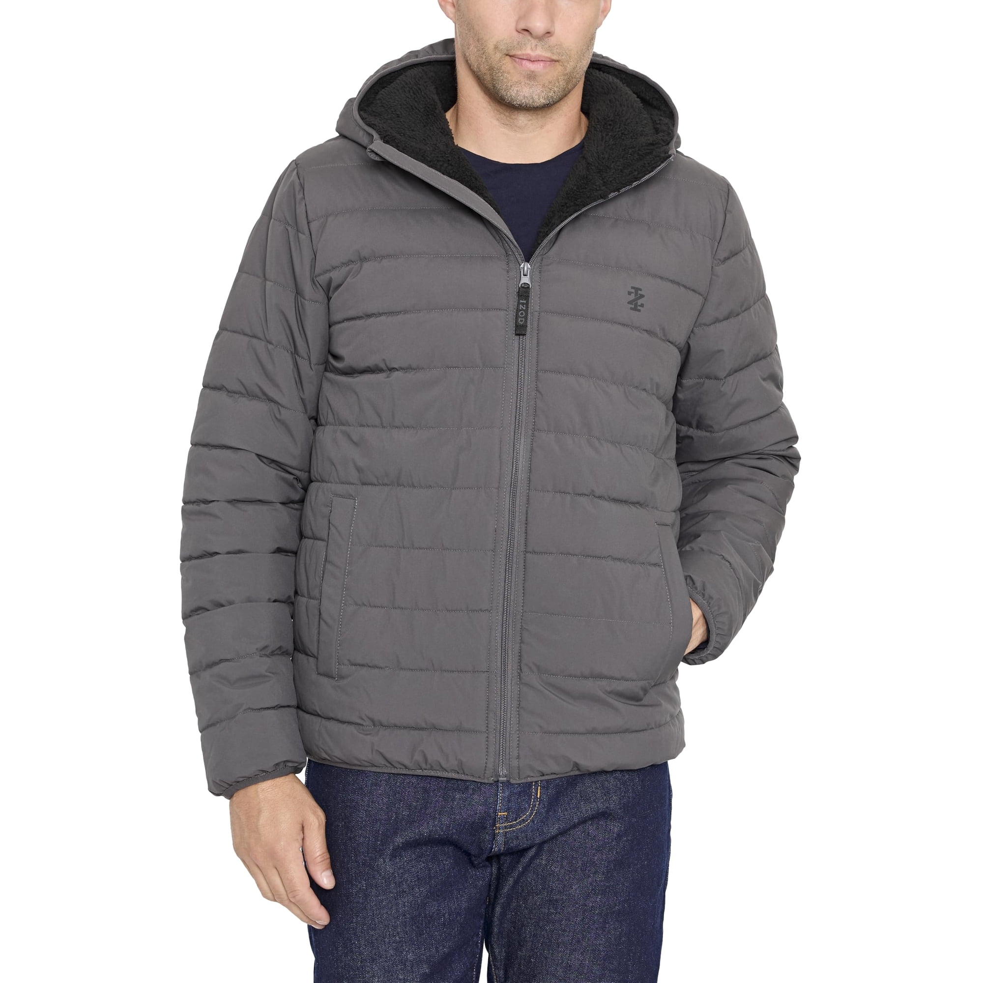 Campera Acolchada Con Capucha Y Stretch Para Hombre Izod Gris Xl