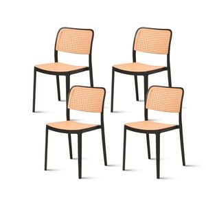 Klik Muebles - Pack De 4 Sillas De Terraza Enrejadas - Negras