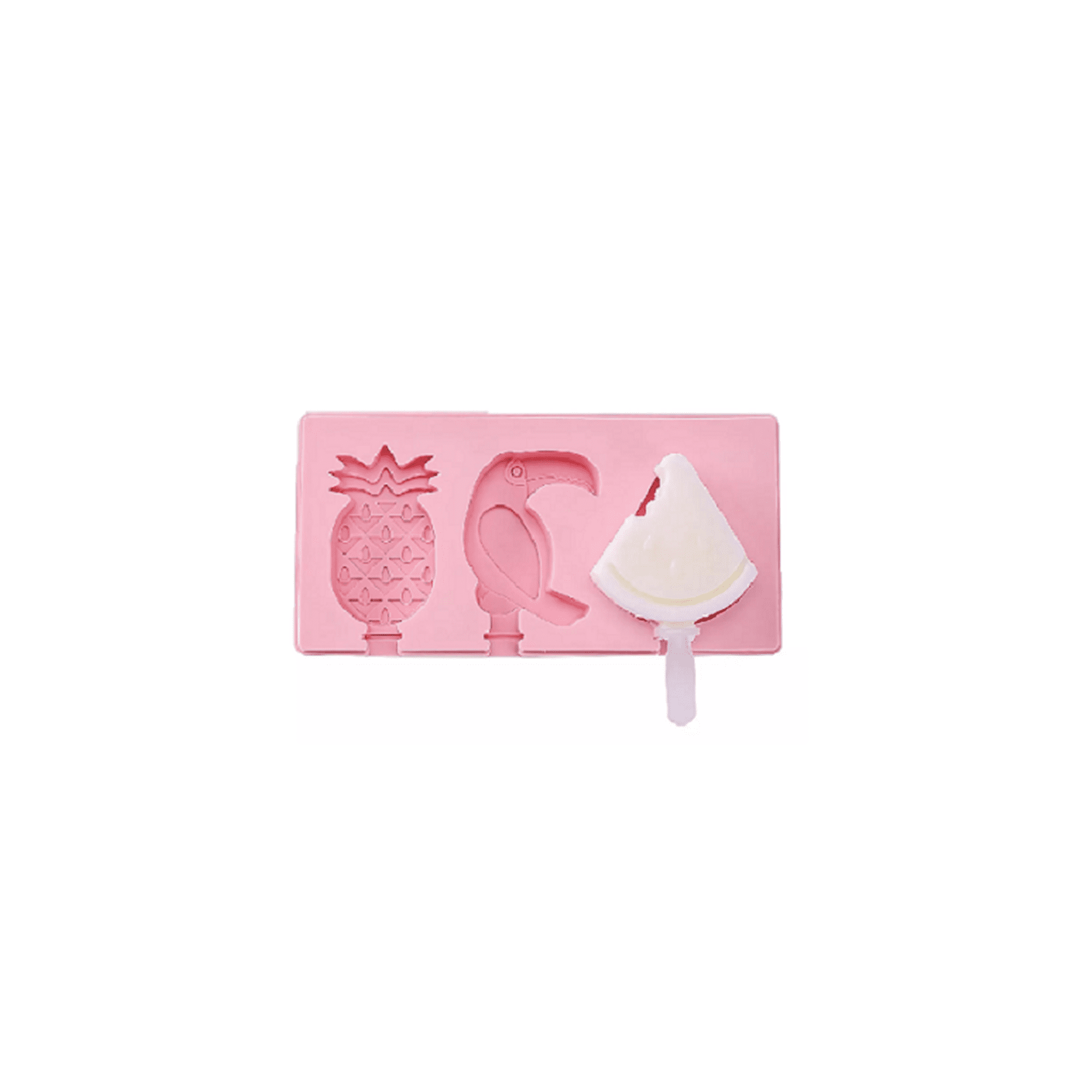 Genérico - Pack De 3 Moldes De Helado De Silicona Para Mini Paletas Rosa