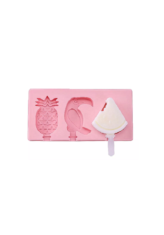 Genérico - Pack De 3 Moldes De Helado De Silicona Para Mini Paletas Rosa