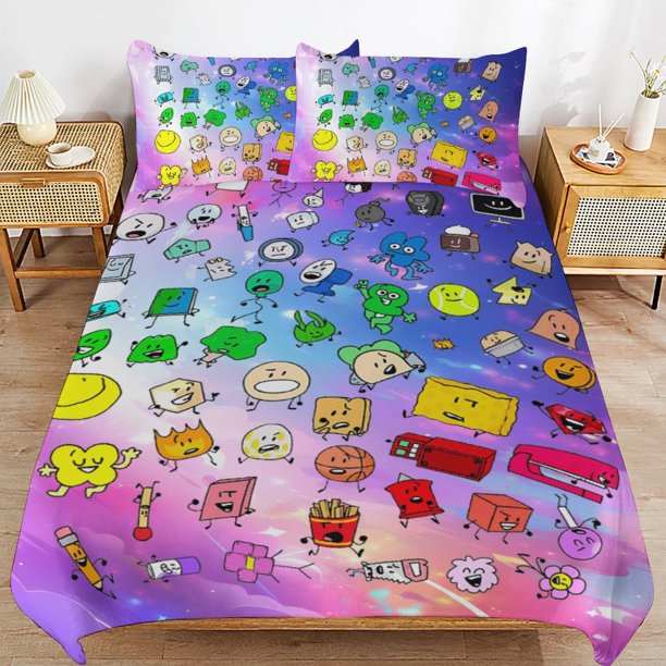 Game BFDI Battle For Dream Island Bedding Set Duvet Cover Comfortable and Lightweight Cartoon Bedding 3 Piece Bed Set