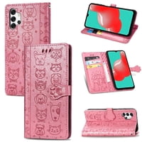 Funda Cartera Foxdock Para Samsung Galaxy A32 4G , Flip Pu Con Relieve De Gatos Y Perros, Tarjetero Y Soporte
