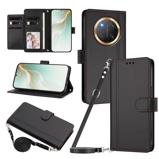 Funda Billetera para Honor X9C/Magic 7 Lite, Cuero Sintético con Cierre, Negro