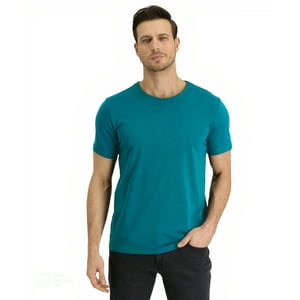 Home Fashion - Polera Hombre Manga Corta Cuello Redondo Azul Talla M