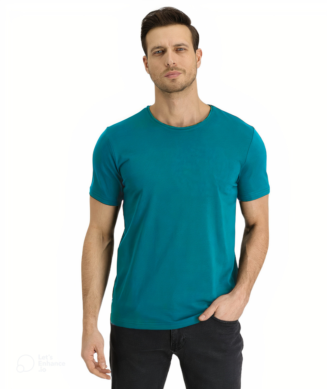 Home Fashion - Polera Hombre Manga Corta Cuello Redondo Azul Talla Xl