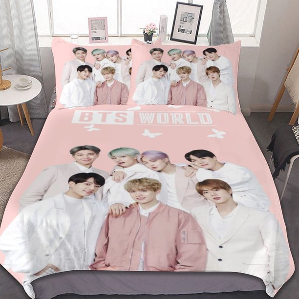 Kpop BTS Bedding Set Twin SizeKpop BTS Kpop BTS Duvet Cover for Boys Girls TeensSoft Comfortable Breathable Kid 3 Pcs with Zipper