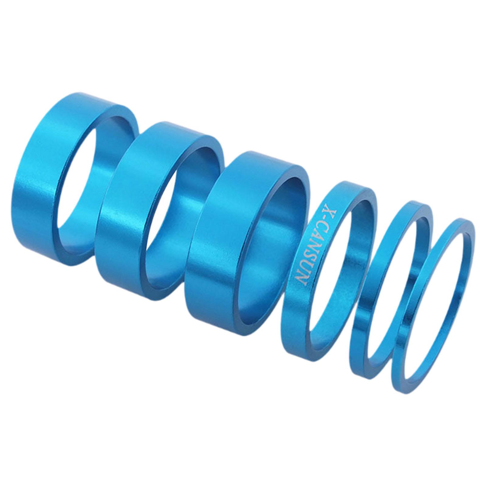Ioensy - 6 Espaciadores De Dirección Para Bicicleta De Carretera, Prácticos Y Portátiles, Repuestos Para Accesorios De Bicicleta, Color Azul