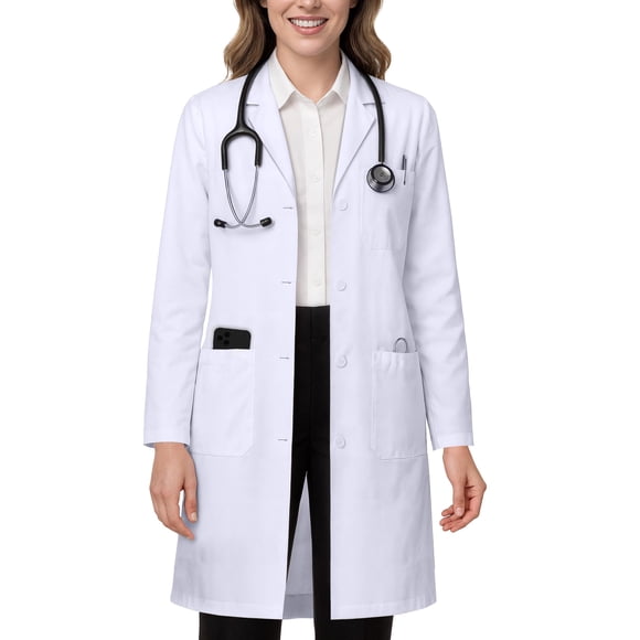 Bata de laboratorio NY Threads talla mediana blanca de manga larga