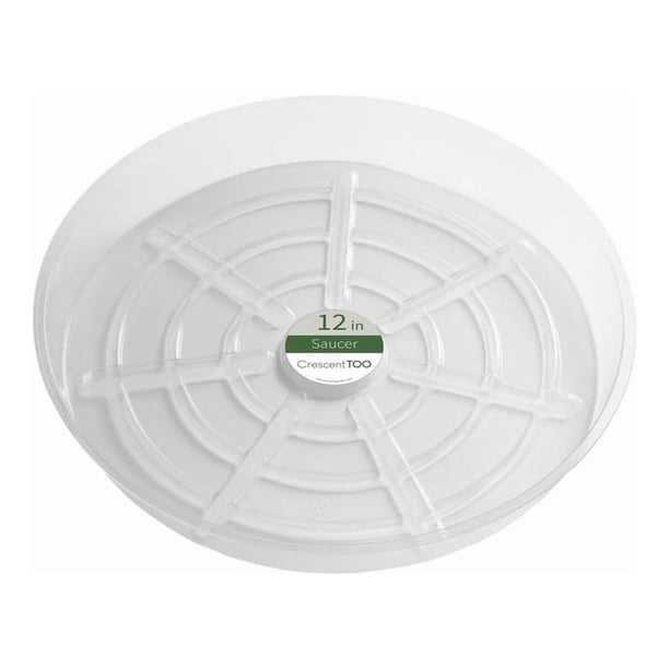 Platillo para plantas con forma de media luna, 30 cm, redondo, transparente, 5 cm de alto