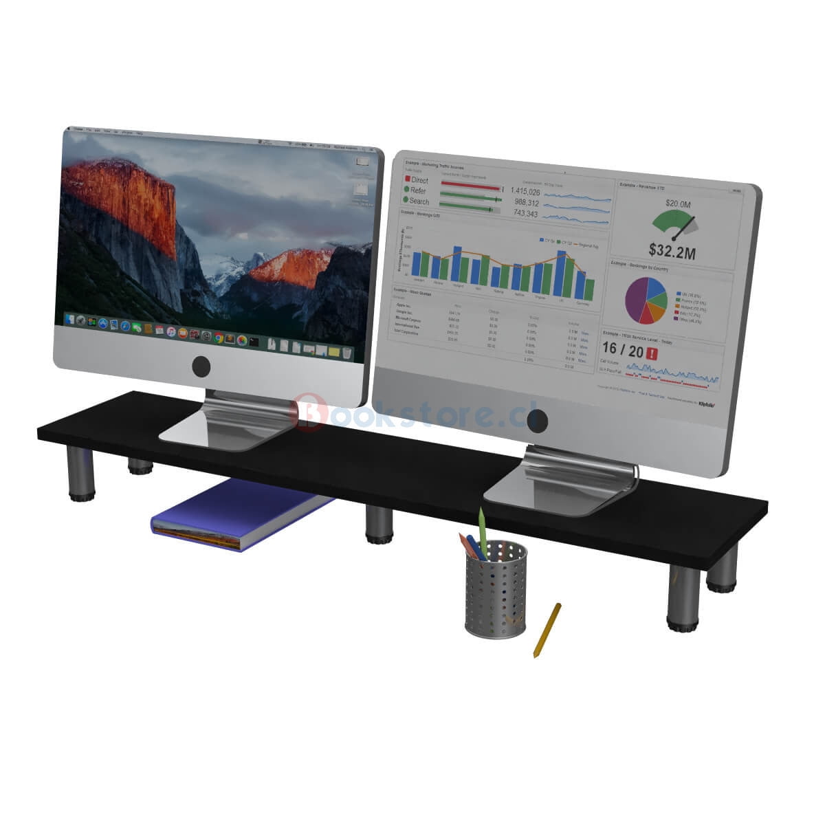 Bookstore - Base Para Monitor Doble - Negro