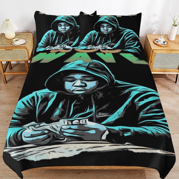 Rod Wave Bedding Set Duvet Cover Comfortable and Lightweight Cartoon Bedding 3 Piece Bed Set