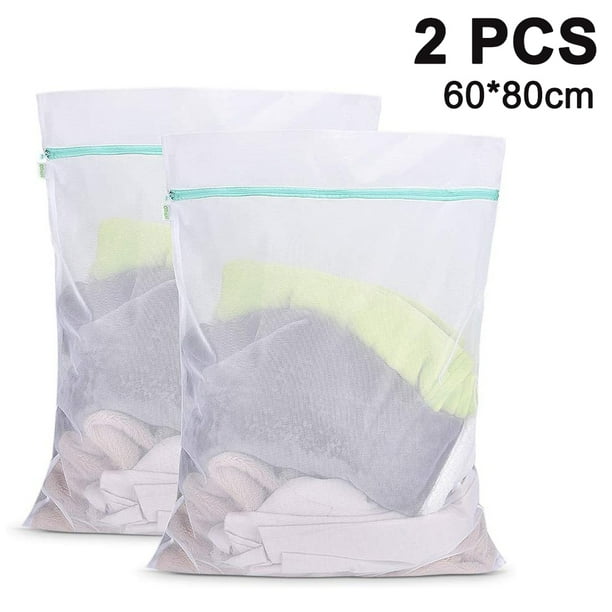 2 bolsas de lavandería reutilizables de malla fina con cremallera para lavadora, mantas de forro polar, ropa de cama, cortinas y ropa de cama.