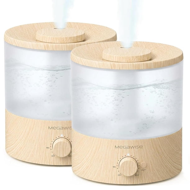 Humidificador MEGAWISE Cool Mist, paquete de 2 unidades, 1,8 L, con luces LED de 7 colores