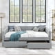 thumbnail image 2 of Queen Size Daybed with Two Drawers Trundle Upholstered Sofa Bed, with Vertical Stripes Linen Fabric, Grey (86.5"x65"x30"), 2 of 3