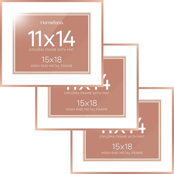 Marco para diploma Homeforia 15 x 18 cm, set de 3, metal color oro rosa