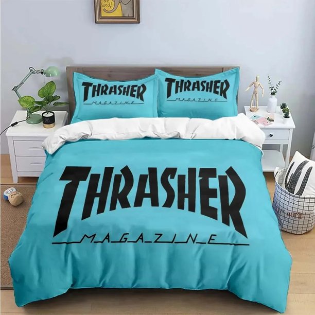 Fashion Cool T-Thrasher Logo Print Bedding Sets Exquisite Bed Supplies Set Duvet Cover Bed Comforter Set Bedding Set Luxury GiftBed Sheets
