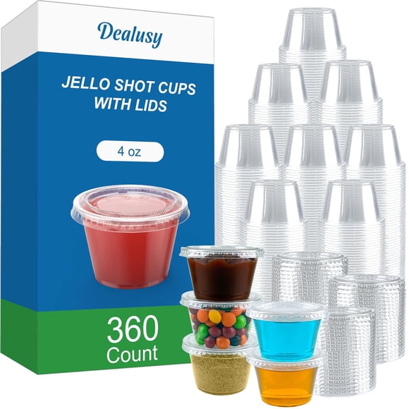Juego de vasos Jello Shot Cups Dealusy 360 de 120 ml con tapa, aptos para alimentos