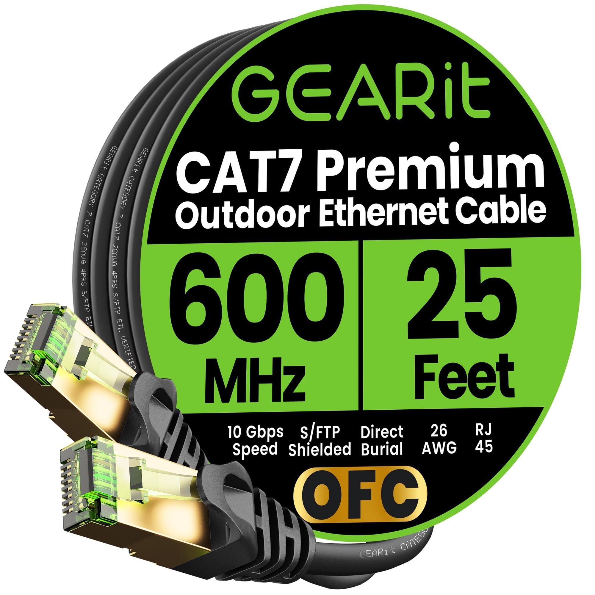 Cable Ethernet Gearit Cat7 Outdoor 25 Pies Sftp Blindado De Cobre