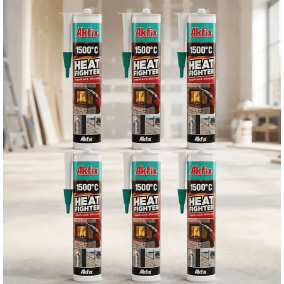 Silicona Alta Temperatura Negro 310 Ml. Akfix 1500 C° 6 Unidades