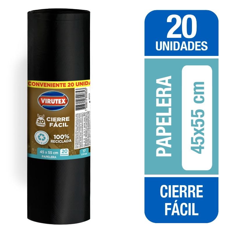 Virutex - Bolsa De Basura Pequeña Con Asas 45X55 Cm