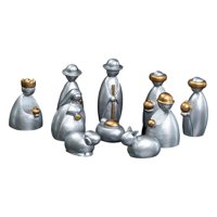 Magideal - 10 Piezas Belén De Navidad Set De Figuras Del Nacimiento Escultura Artística Adorno Para Estantería De Resina Con Fina Artesanía Adecuado Para Oficin Plata