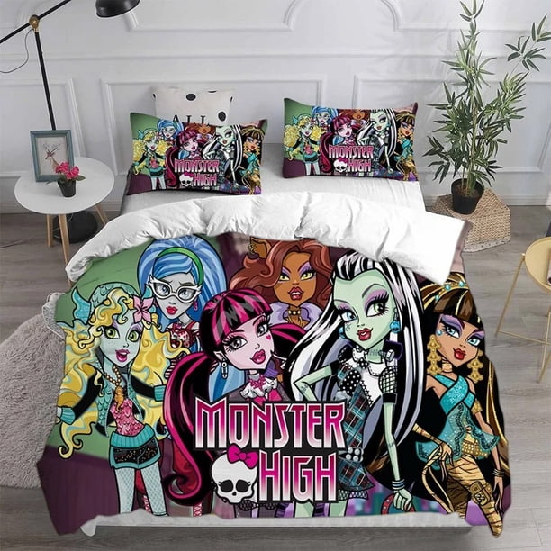 Monster High Cover Sets,Anime Kawaii Girls Duvet Bed Linen set