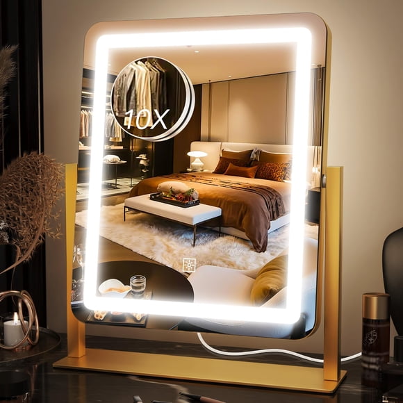 Espejo de tocador VEIOBFSA 38 x 33 cm con aumento 10× LED