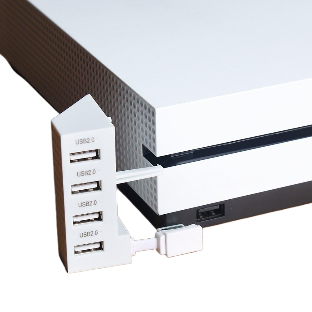 Genérico - Compatible Con Xbox One S Adaptador Hub Usb 2.0 De 4 Puertos Para Transferencia De Datos Y Carga-blanco