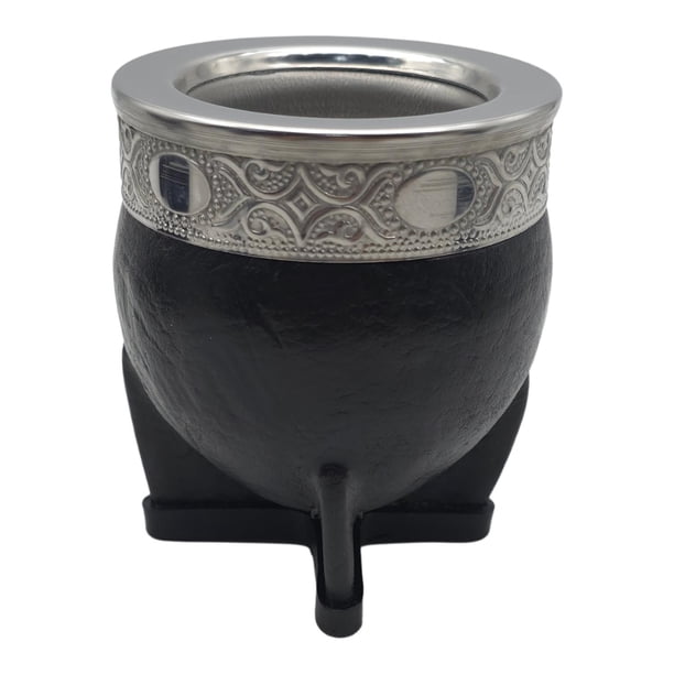 Mate Imperial con Cuero Acero Inoxidable y Virola De Alpaca negro Negro Escudo