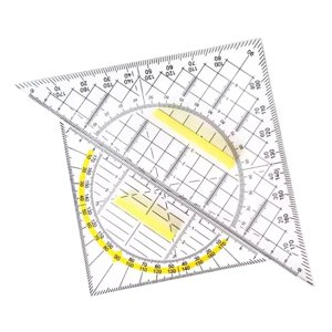 Magideal - Juego De 2 Escuadras, Transportador, Herramienta De Medición Transparente, Dibujo Geométrico, Con Mango Extraíble, Regla Triangular Para Universidad Y