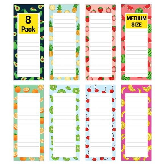 Bloc de notas magnéticos Modern Shop 8 unidades 19 x 9 cm diseño de frutas