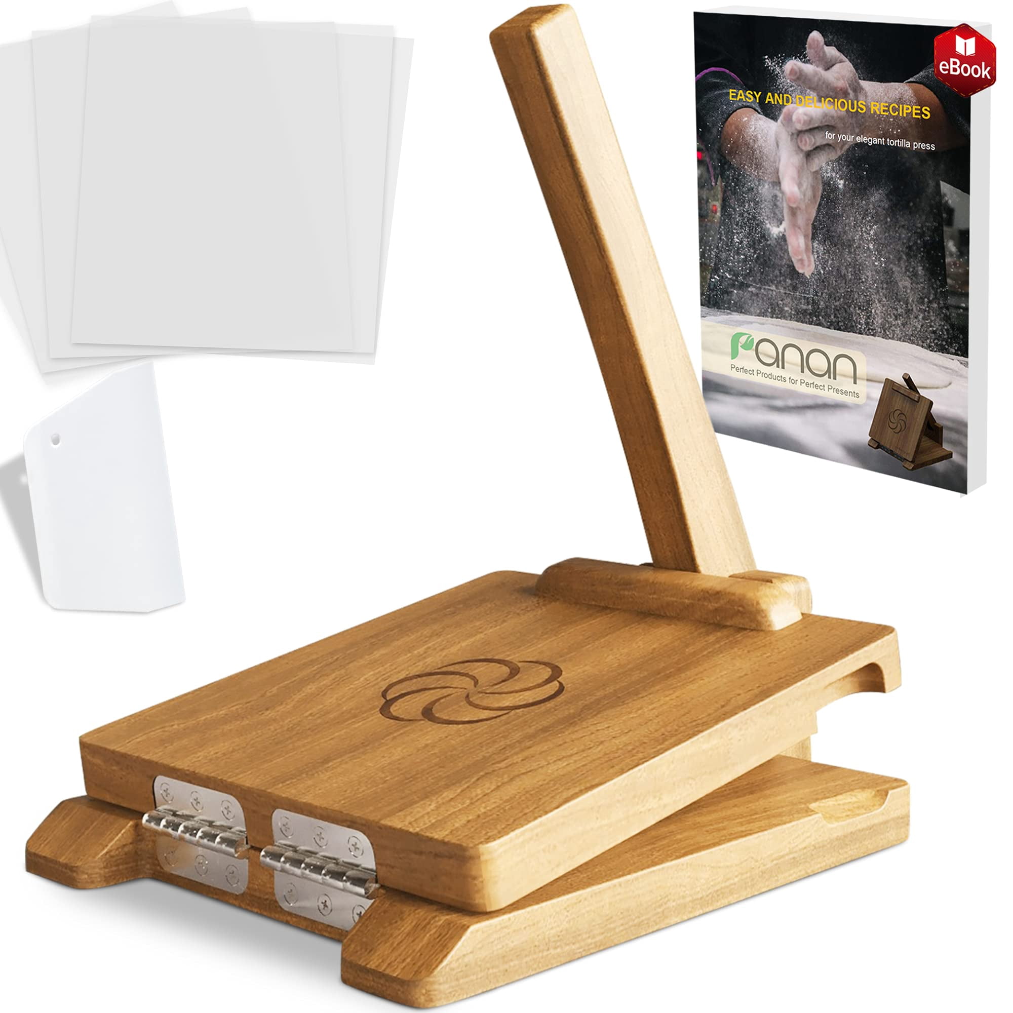 Prensa Para Tortillas De Madera Panan, Tortillera Mexicana, Madera De Acacia