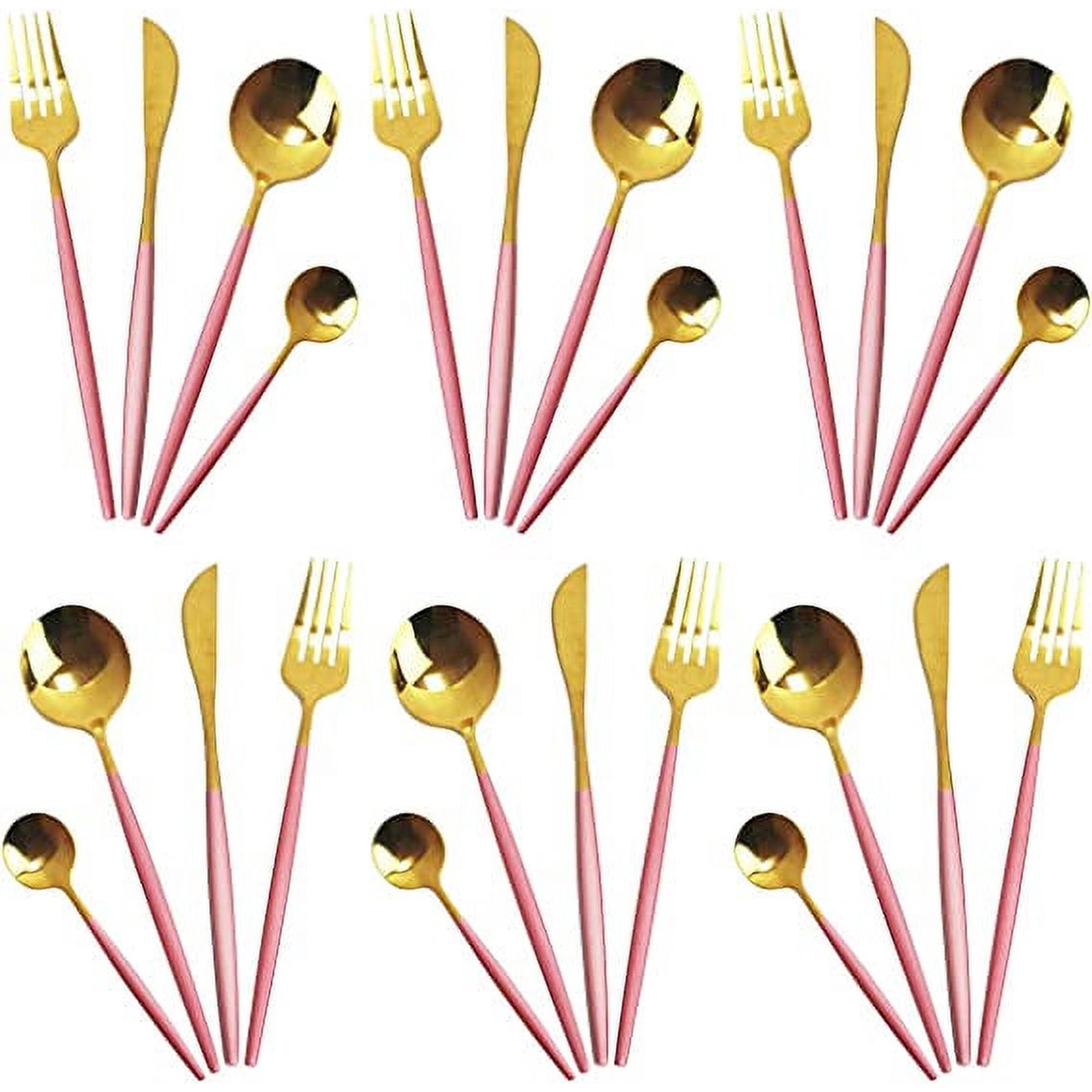 Xmhytop Juego De Cubiertos De Cocina De 24 Piezas, Inoxidable, Color Oro Rosado, Ideal Para Hogares Y Eventos
