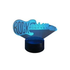 Lelumania - Lampara Ilusion 3D Guitarra Rock De 7 Colores, Base Touch