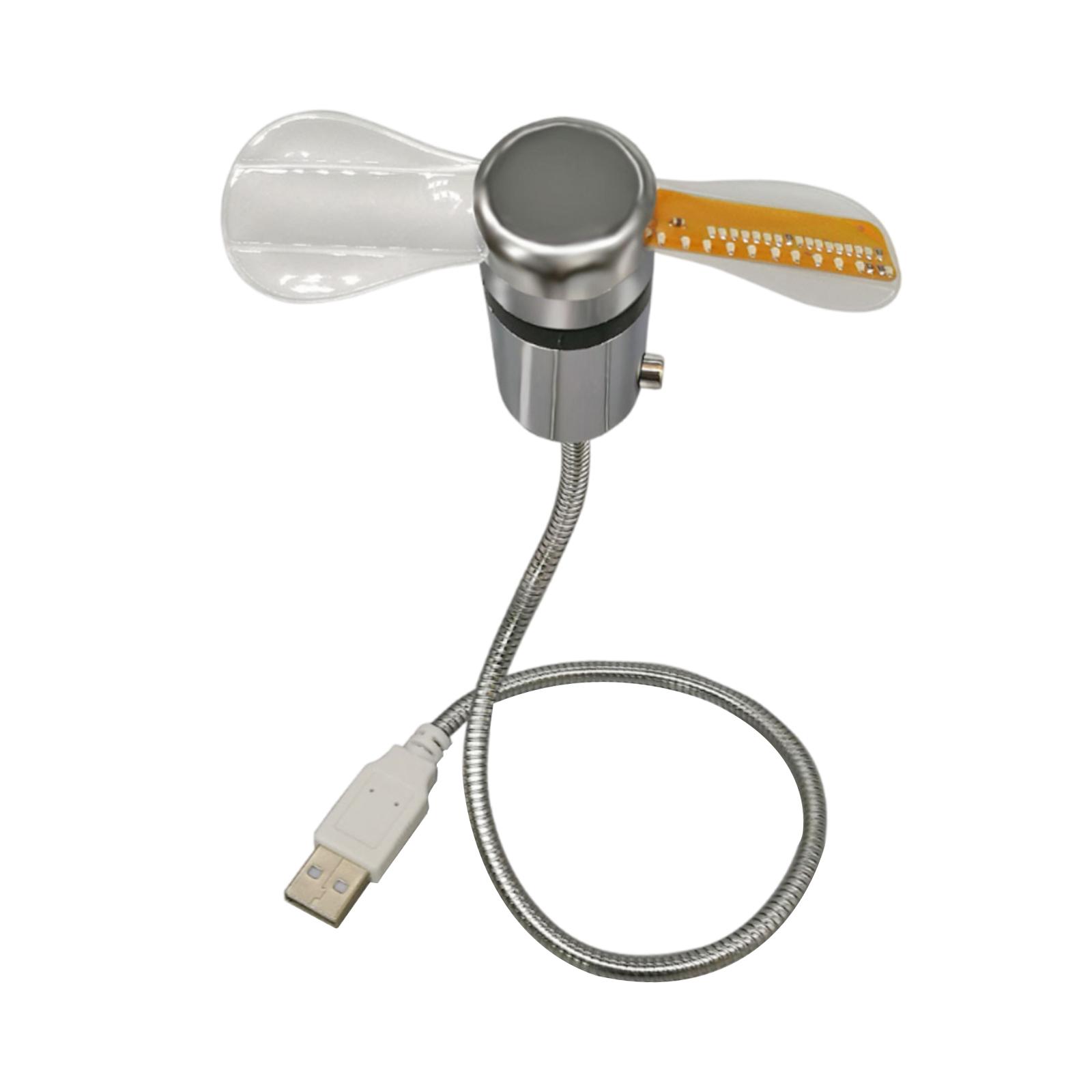 Bothyi - Ventilador De Reloj Led Con Ventilador De Enfriamiento Flexible De Escritorio De Temperatura Para Viajes De Verano De Escritorio