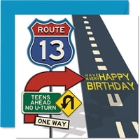 Tarjeta De Felicitación Stuff4 Route 13 Happy 13Th Birthday, 14,5 Cm