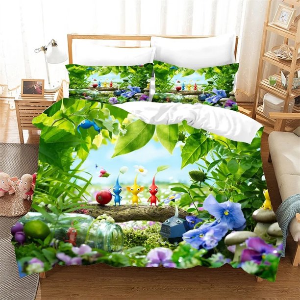 PikminsBedding SetDuvet Cover Comforter Bed Set Quilt Cover Pillowcase Boys Girls Adults