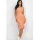 thumbnail image 1 of Fashnzfab Vestido Midi de Tirantes con Abertura Lateral y Canalé, Talla L para Mujer, 1 of 2