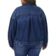 thumbnail image 3 of Chaqueta de mezclilla con solapa y botones de manga larga para mujer de talla grande de Agnes Orinda, chaquetas de jean casuales lavadas con bolsillo 1X azul oscuro, 3 of 6