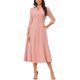 thumbnail image 1 of INSPIRE CHIC Vestido de Trabajo para Mujer Línea A 3/4 Mangas Elegante Vestido Midi Rosa XS, 1 of 6