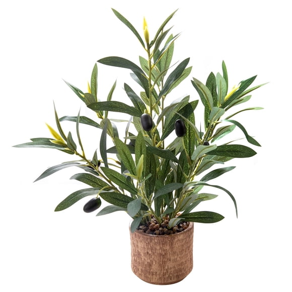 Planta artificial Ewtogift de olivo de 30 cm con maceta rústica