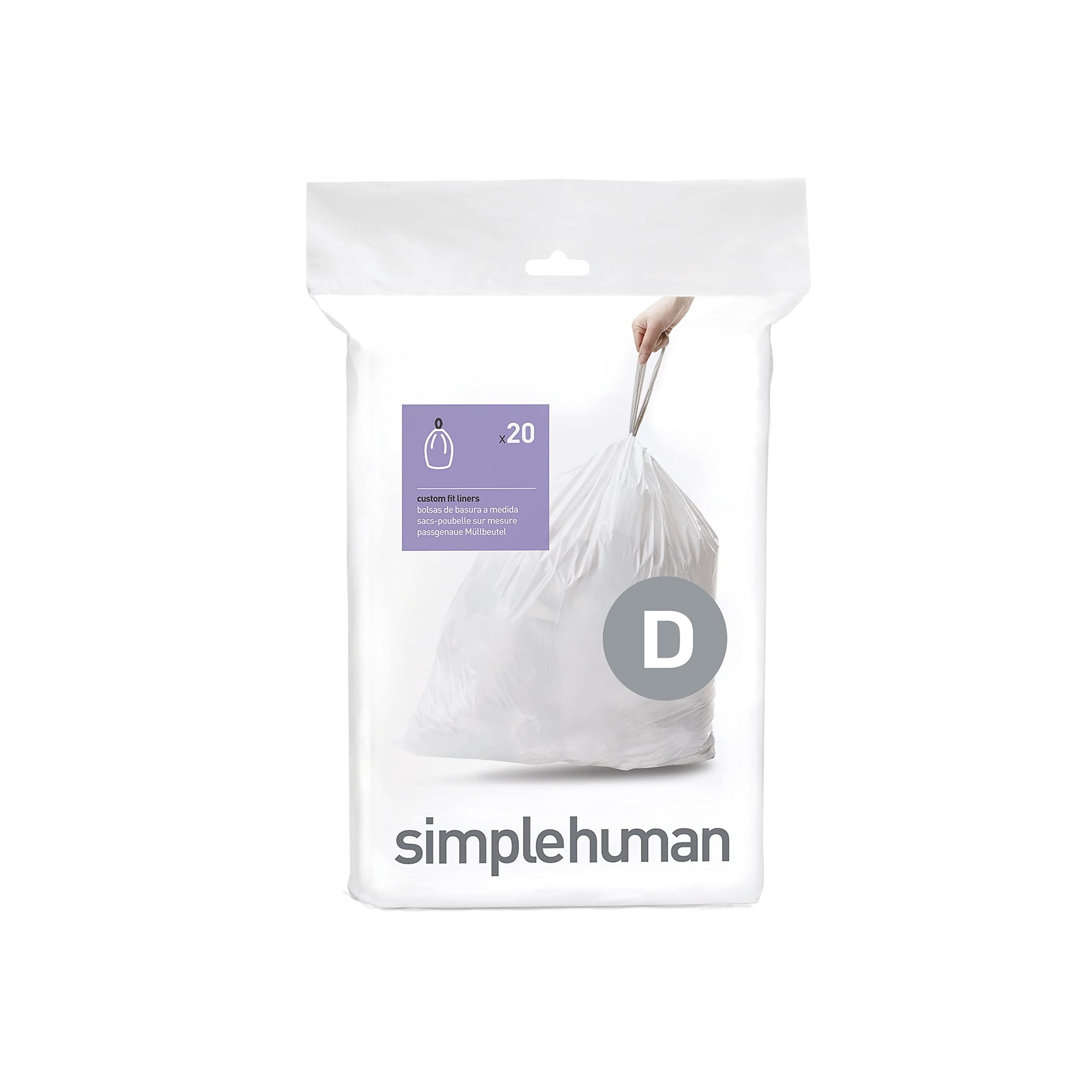 Bolsas De Basura Simplehuman Cw0163 20l, 20 Bolsas, Código Blanco D
