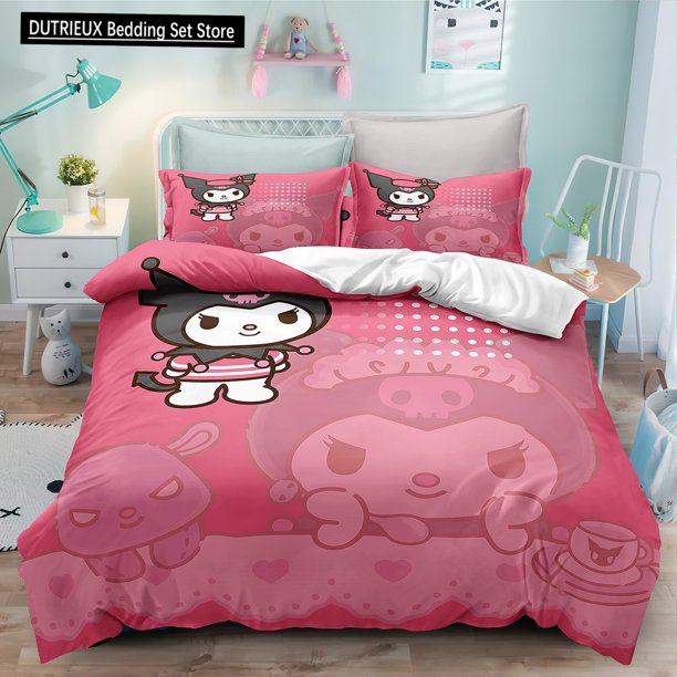 Cartoon Home Three Piece Set Bedroom Cute Decoration Bedding Comfortable Set Pillowcase Duvet Cover