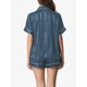 thumbnail image 3 of INSPIRE CHIC Conjunto de Pijama de Satén para Mujer Camisa de Dormir de Manga Corta con Botones y Pantalones Cortos con Patrón de Rayas Ropa de Casa Ligera L Azul Verde, 3 of 5