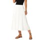 thumbnail image 1 of Falda de Lino para Mujer INSPIRE CHIC Verano Casual Flowy Swing Cintura Alta Elástica A-Line Boho Midi con Bolsillos XL Blanca, 1 of 6