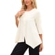 thumbnail image 4 of INSPIRE CHIC Blusas de Mujer con Parte Delantera Alta y Trasera Baja, Mangas 3/4, Cuello Redondo, Camisa Suelta Asimétrica con Botones, Blusa de Verano Túnica M Beige, 4 of 6