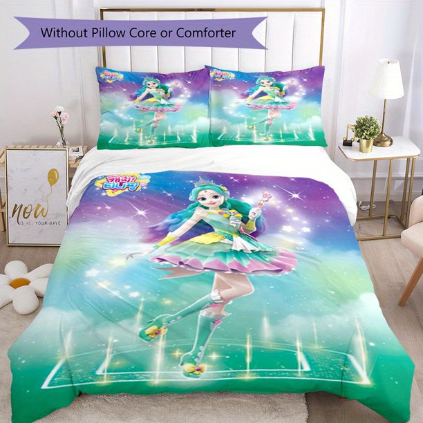 3pcs Bedding Set Duvet Cover Closure Includes 1 Duvet Cover & 2 Pillowcases for All Seasons Bedroom Decor, Home Dorm High-Definition Print Magic Sweety Q506
